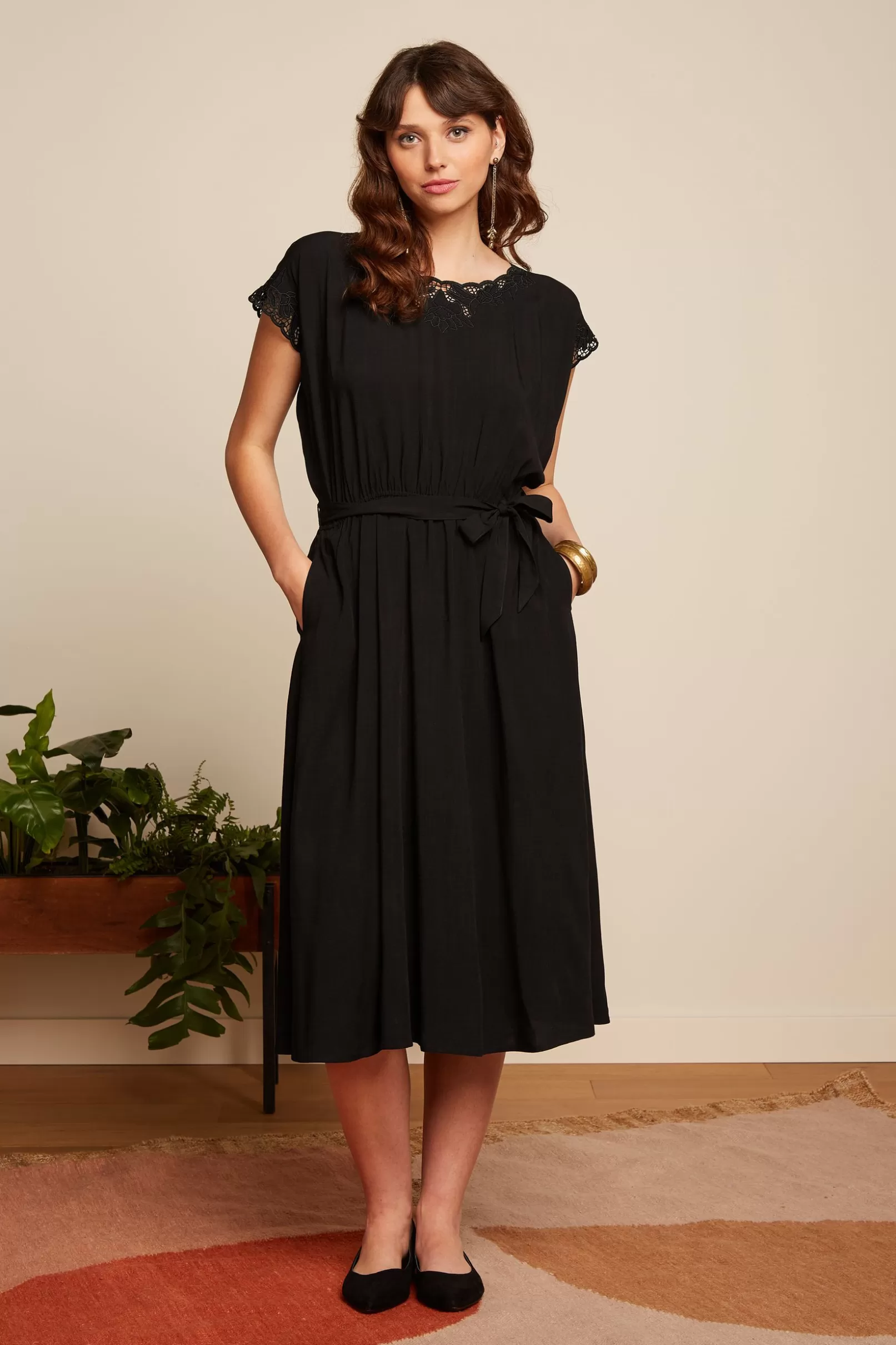 Jurken*King Louie Betty Dress Aurelie Embroidery Black