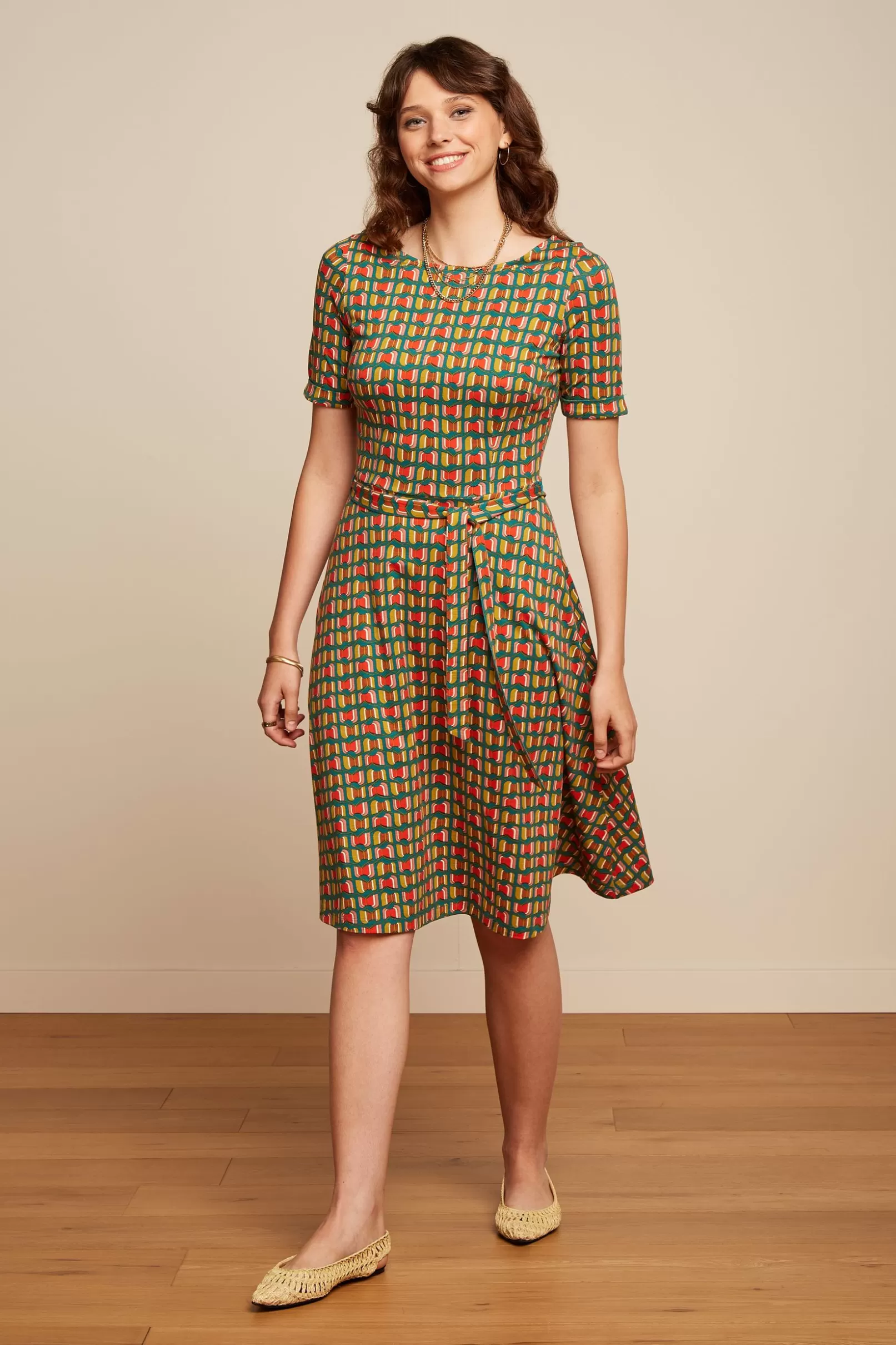 Jurken*King Louie Betty Dress Rondine Ponderosa Green