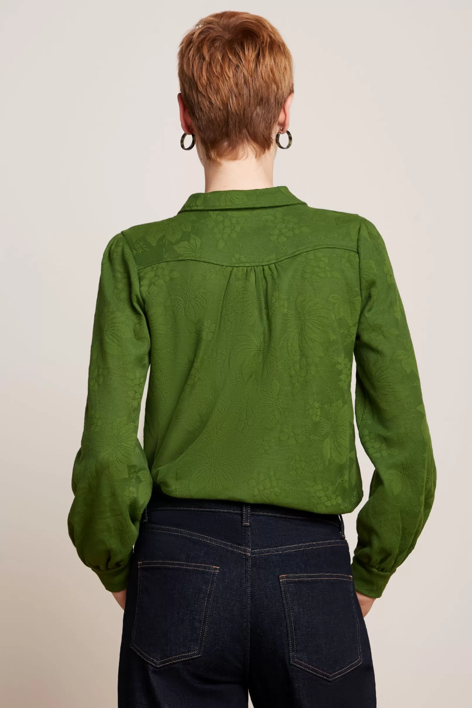 Blouses*King Louie Carina Blouse Buzz Jacquard Palm Green