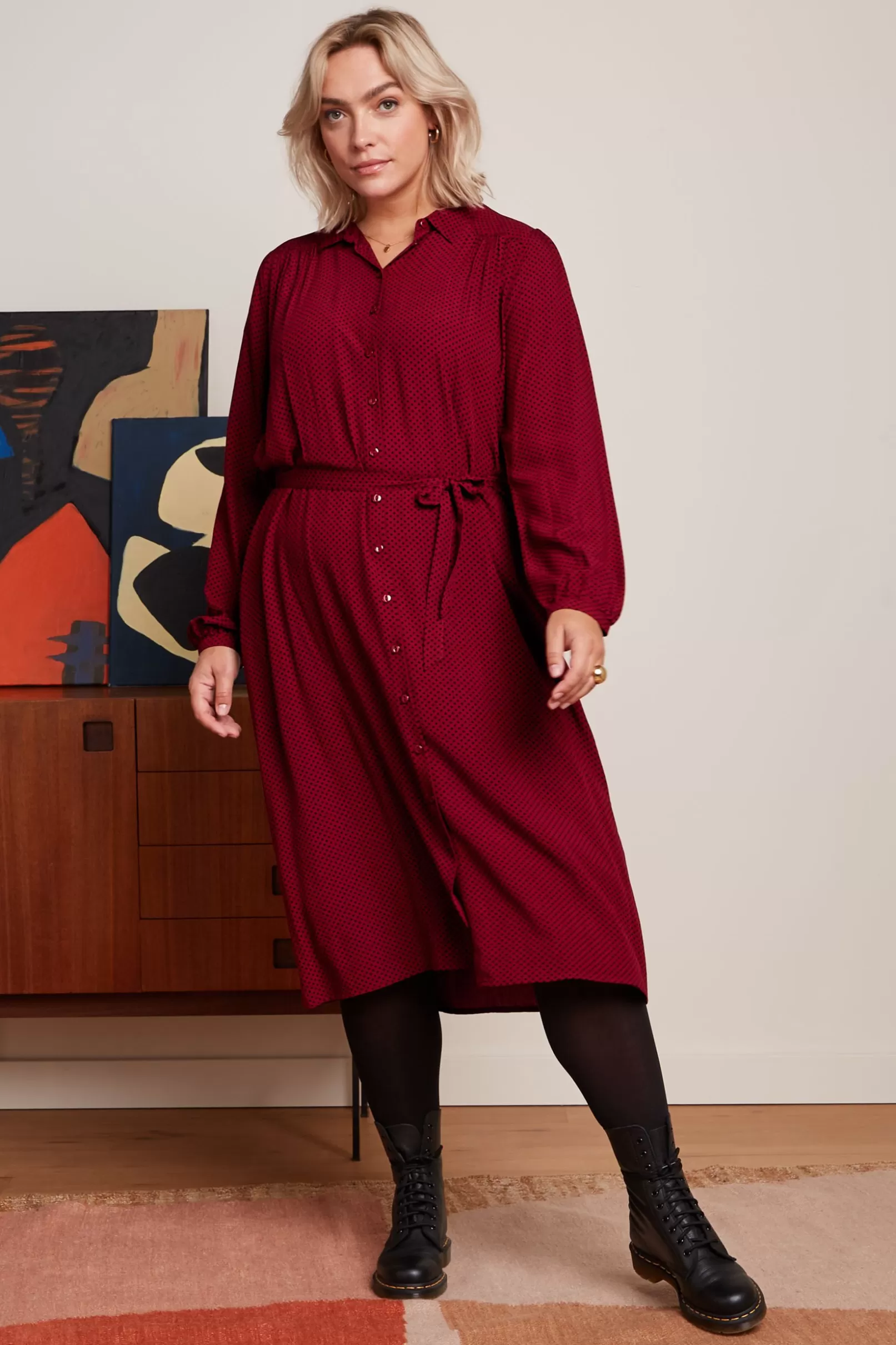 Jurken*King Louie Carina Dress Piper Cabernet Red